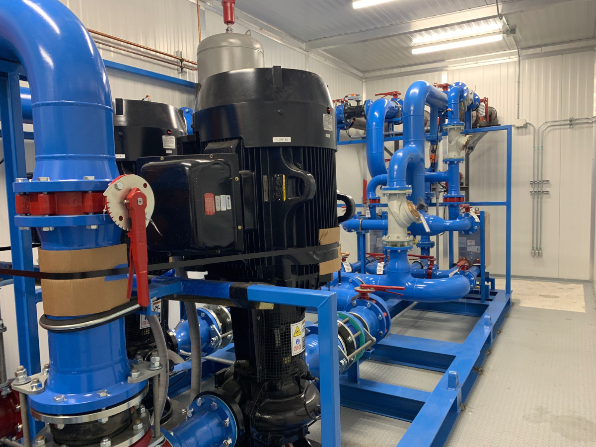 Interior mechanical room at Chemours with modular skid
